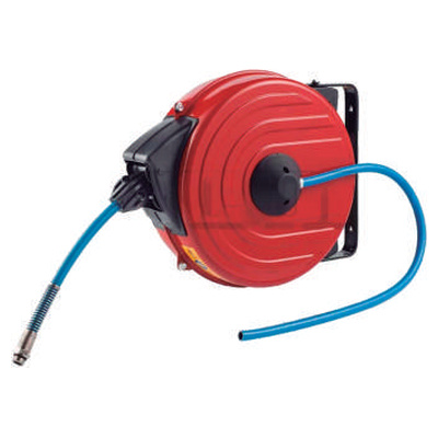 Carrete retráctil profesional para aire con manguera 15 mts